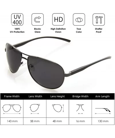 Classic Metal Aviator Polarized Unisex Sunglasses with UV400 Scratch Resistant Lenses - Gunmetal Frame Black Lens - CA19D0R29...