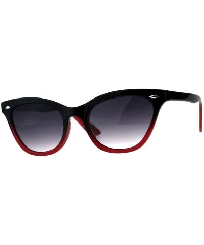 Womens Narrow Horn Rim Boyfriend Plastic Gradient Sunglasses - Black Red - CA18C7IIG3N $5.11 Rectangular