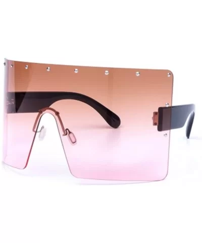 Big Frame Sunglasses Fashion Siamese Goggles Bright Frame Ladies Sunglasses - 1 - C4190EZ4SUK $28.53 Goggle