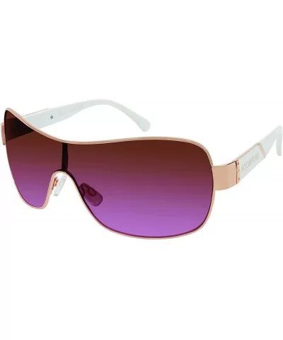 Women's R556 Shield Sunglasses with 100% UV Protection - 74 mm - Rose Gold & White - CX180SZKH8W $26.87 Shield