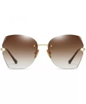 The New Fashion Diamond Sunglasses for Women Oversized Vintage Polarized - Gradient Brown - CH18S2H98Q3 $11.28 Oversized