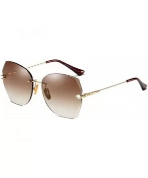 The New Fashion Diamond Sunglasses for Women Oversized Vintage Polarized - Gradient Brown - CH18S2H98Q3 $11.28 Oversized