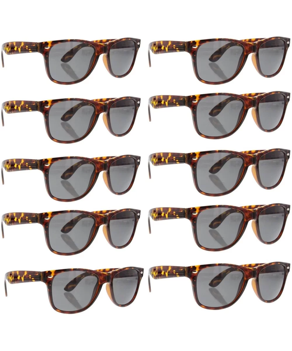 BULK WHOLESALE UNISEX 80'S RETRO STYLE BULK LOT PROMOTIONAL SUNGLASSES - 10 PACK - Tortoise - CJ1806CCLHX $15.39 Wayfarer