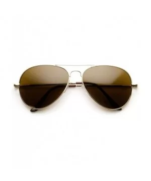 Classic Metal Aviator Sunglasses w/Spring Temples (Gold Brown) - CF110A7JVVN $6.02 Aviator