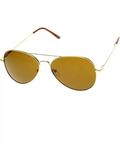 Classic Metal Aviator Sunglasses w/Spring Temples (Gold Brown) - CF110A7JVVN $6.02 Aviator