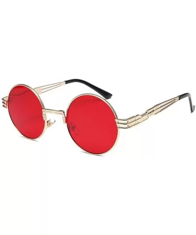 Vintage Retro Gothic Steampunk Mirror Sunglasses Gold And Black Sun Green - Gold Tea - CY18YNDEGYX $6.26 Aviator