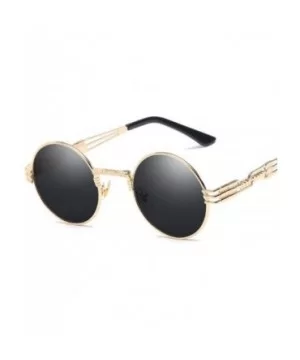 Vintage Retro Gothic Steampunk Mirror Sunglasses Gold And Black Sun Green - Gold Tea - CY18YNDEGYX $6.26 Aviator