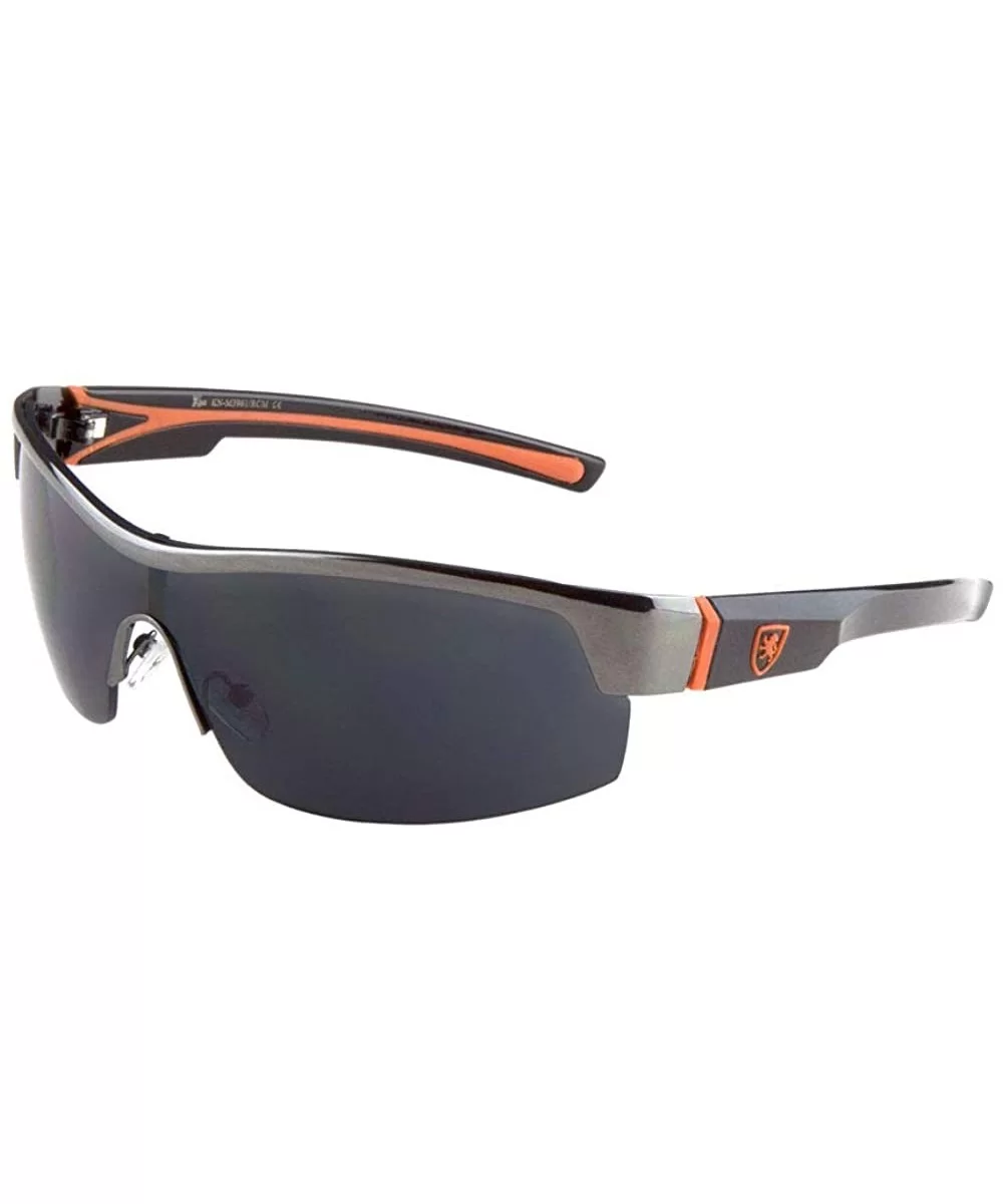 Sports Color Mirror Rimless One Piece Lens Shield Sunglasses - Orange - CN199C6RZ5U $19.54 Sport