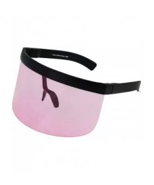 Futuristic Oversize Shield Visor Sunglasses Flat Top Mirrored Mono Lens 172mm - Pink - CJ11HWM0QRD $11.26 Shield