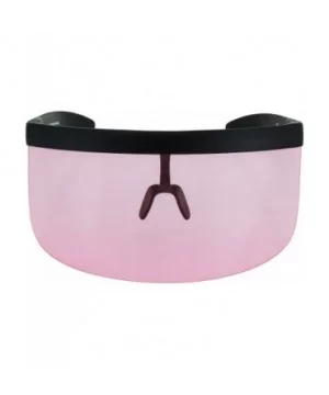 Futuristic Oversize Shield Visor Sunglasses Flat Top Mirrored Mono Lens 172mm - Pink - CJ11HWM0QRD $11.26 Shield