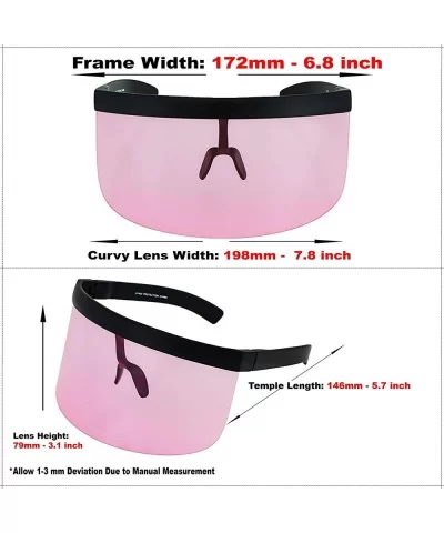 Futuristic Oversize Shield Visor Sunglasses Flat Top Mirrored Mono Lens 172mm - Pink - CJ11HWM0QRD $11.26 Shield