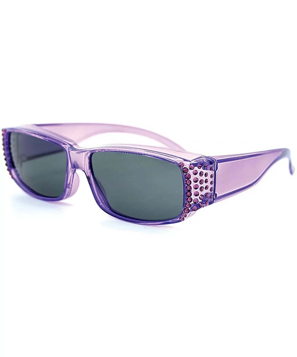 Fit Over Sunglasses Made With Swarovski Elements - Purple - CG11KWA6T7H $33.65 Rectangular