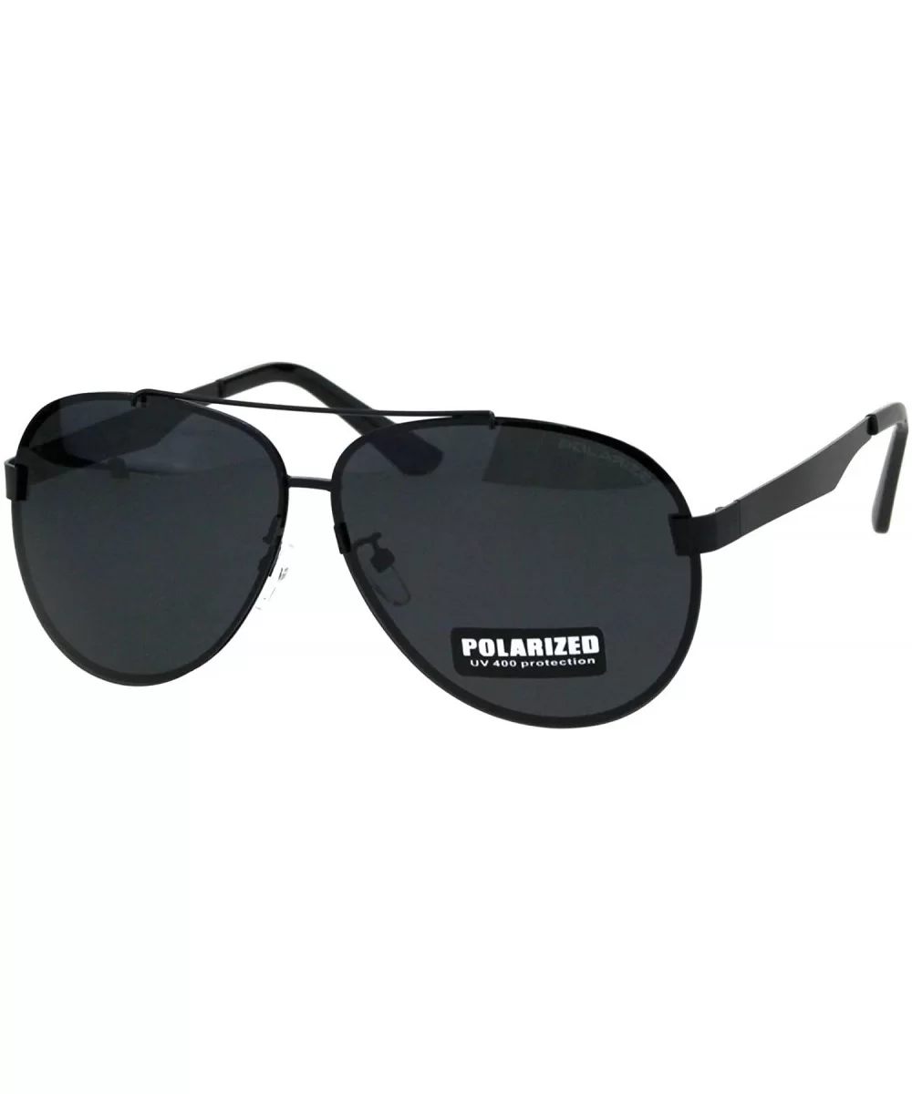 Polarized Lens Sunglasses Unisex Round Aviator Metal Light Frame - Black (Black) - CJ18QCYMGYD $10.57 Aviator