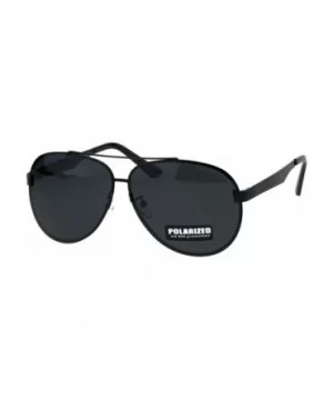 Polarized Lens Sunglasses Unisex Round Aviator Metal Light Frame - Black (Black) - CJ18QCYMGYD $10.57 Aviator