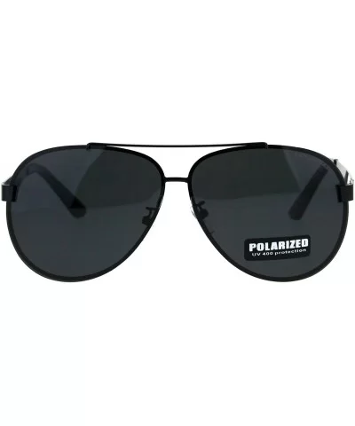 Polarized Lens Sunglasses Unisex Round Aviator Metal Light Frame - Black (Black) - CJ18QCYMGYD $10.57 Aviator