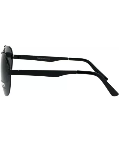 Polarized Lens Sunglasses Unisex Round Aviator Metal Light Frame - Black (Black) - CJ18QCYMGYD $10.57 Aviator