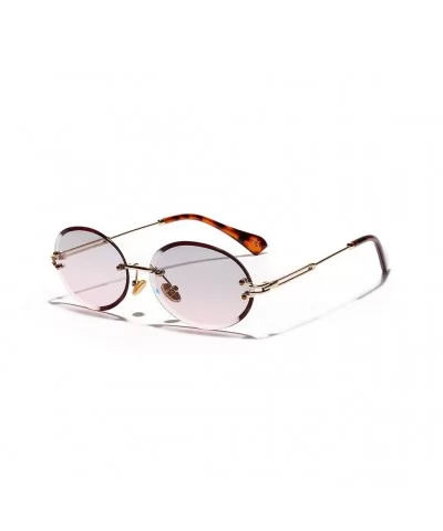 1Pair Diamond Cut Retro Oval Sunglasses Female Borderless Glasses Decor Gifts - Grey - CN199QHOQS8 $6.32 Square