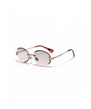 1Pair Diamond Cut Retro Oval Sunglasses Female Borderless Glasses Decor Gifts - Grey - CN199QHOQS8 $6.32 Square