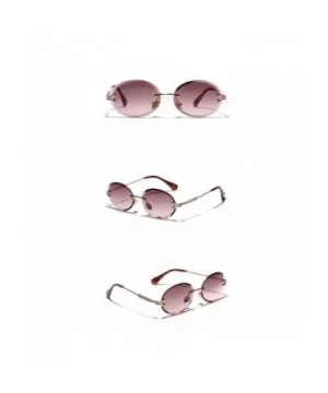 1Pair Diamond Cut Retro Oval Sunglasses Female Borderless Glasses Decor Gifts - Grey - CN199QHOQS8 $6.32 Square