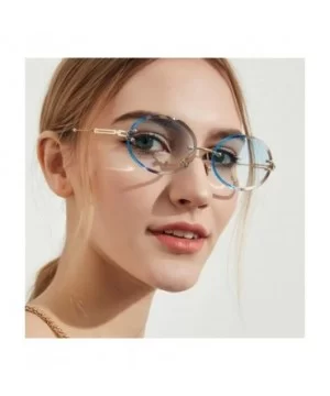 1Pair Diamond Cut Retro Oval Sunglasses Female Borderless Glasses Decor Gifts - Grey - CN199QHOQS8 $6.32 Square