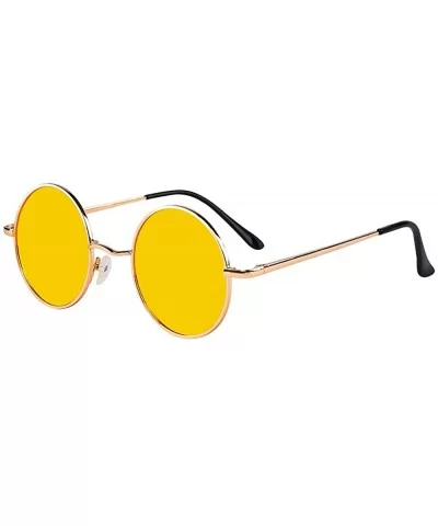 Small Round Polarized Sunglasses Mirrored Lens Unisex Glasses - Yellow - C318G948C9S $4.18 Round