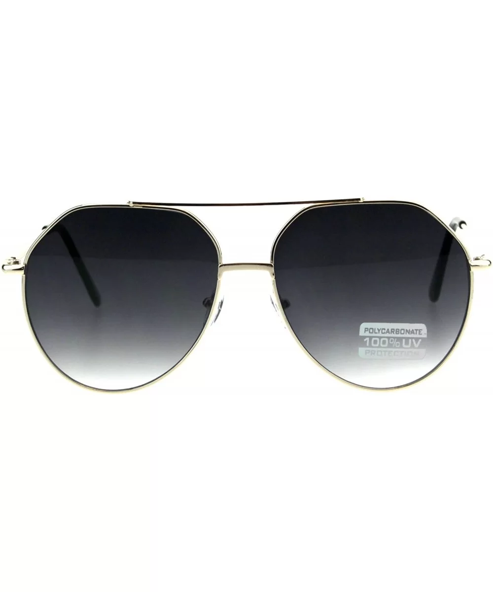 Mens Thin Metal Oversize Vintage Style Pilots Officer Sunglasses - Gold Smoke - C418GOH7TTR $9.46 Oversized