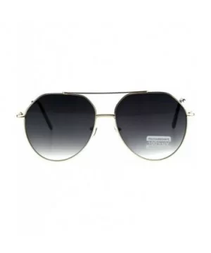 Mens Thin Metal Oversize Vintage Style Pilots Officer Sunglasses - Gold Smoke - C418GOH7TTR $9.46 Oversized