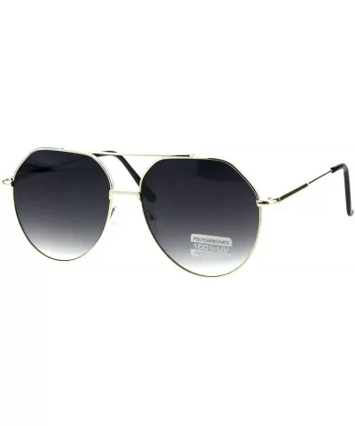 Mens Thin Metal Oversize Vintage Style Pilots Officer Sunglasses - Gold Smoke - C418GOH7TTR $9.46 Oversized