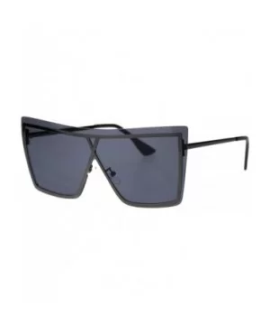 Womens Squared Butterfly Rimless Exposed Lens Shield Sunglasses - Gunmetal Black - CA18T0I3W2D $10.62 Shield