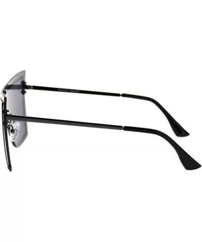 Womens Squared Butterfly Rimless Exposed Lens Shield Sunglasses - Gunmetal Black - CA18T0I3W2D $10.62 Shield