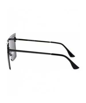 Womens Squared Butterfly Rimless Exposed Lens Shield Sunglasses - Gunmetal Black - CA18T0I3W2D $10.62 Shield