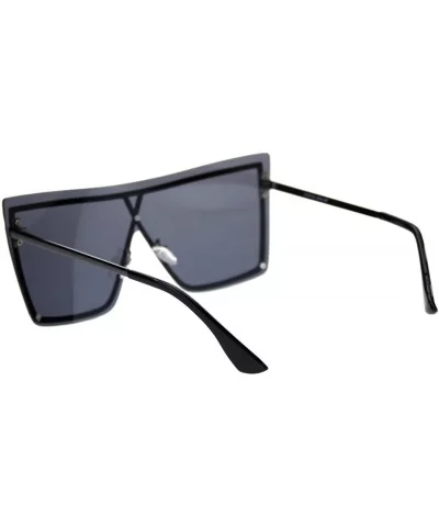 Womens Squared Butterfly Rimless Exposed Lens Shield Sunglasses - Gunmetal Black - CA18T0I3W2D $10.62 Shield