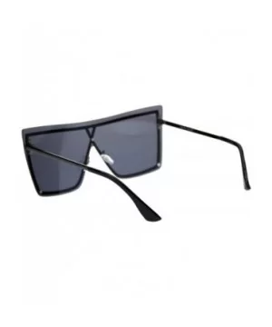 Womens Squared Butterfly Rimless Exposed Lens Shield Sunglasses - Gunmetal Black - CA18T0I3W2D $10.62 Shield