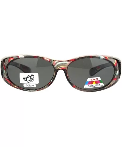 Polarized 60mm Wearover Oval Fit Over Translucent Plastic Sunglasses - Multicolor Dark Red - CB18KR42RN0 $10.98 Oval