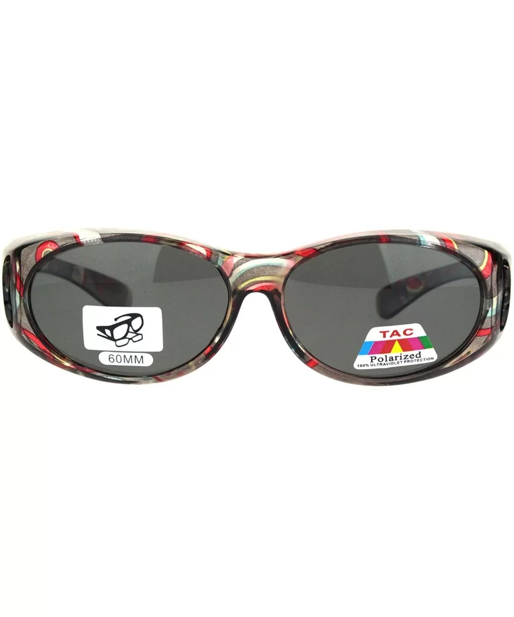 Polarized 60mm Wearover Oval Fit Over Translucent Plastic Sunglasses - Multicolor Dark Red - CB18KR42RN0 $10.98 Oval