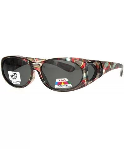 Polarized 60mm Wearover Oval Fit Over Translucent Plastic Sunglasses - Multicolor Dark Red - CB18KR42RN0 $10.98 Oval