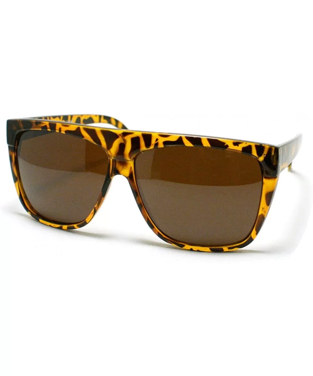 Mens Sunglasses Unique 80's Oversized Flat Top Square Fashion Frame Brown Tort - CG11DIXKK0X $5.97 Square