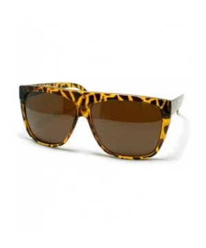 Mens Sunglasses Unique 80's Oversized Flat Top Square Fashion Frame Brown Tort - CG11DIXKK0X $5.97 Square