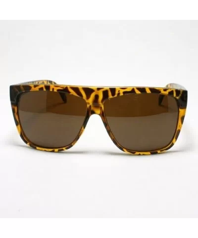 Mens Sunglasses Unique 80's Oversized Flat Top Square Fashion Frame Brown Tort - CG11DIXKK0X $5.97 Square