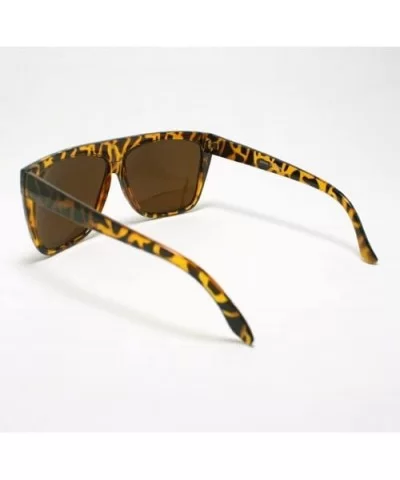 Mens Sunglasses Unique 80's Oversized Flat Top Square Fashion Frame Brown Tort - CG11DIXKK0X $5.97 Square