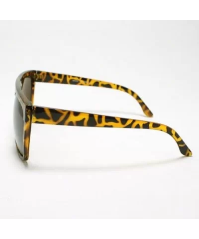 Mens Sunglasses Unique 80's Oversized Flat Top Square Fashion Frame Brown Tort - CG11DIXKK0X $5.97 Square