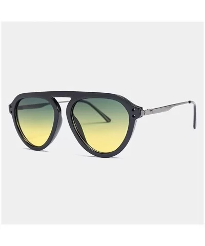 Oversized Cat Eye Sunglasses for Men and Women UV400 - C6black Green Yellow - CQ198827UH3 $10.77 Oversized