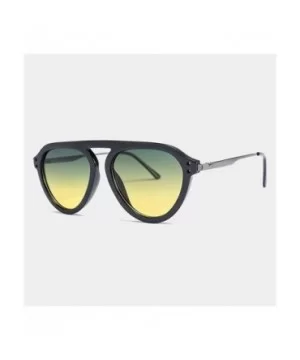 Oversized Cat Eye Sunglasses for Men and Women UV400 - C6black Green Yellow - CQ198827UH3 $10.77 Oversized