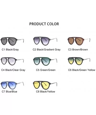 Oversized Cat Eye Sunglasses for Men and Women UV400 - C6black Green Yellow - CQ198827UH3 $10.77 Oversized