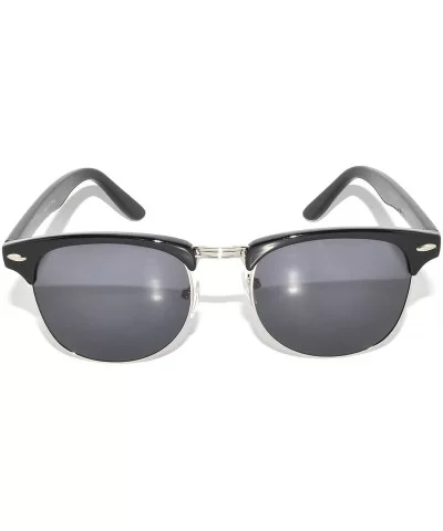 Retro Half Frame Horned Rim Sunglasses Colored Lens for Mens or Womens - 01 Black-silver Smoke - C811NO9R11H $7.25 Wayfarer