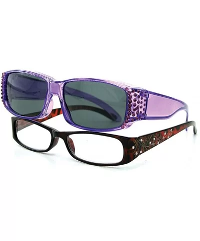 Fit Over Sunglasses Made With Swarovski Elements - Purple - CG11KWA6T7H $33.65 Rectangular