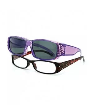 Fit Over Sunglasses Made With Swarovski Elements - Purple - CG11KWA6T7H $33.65 Rectangular