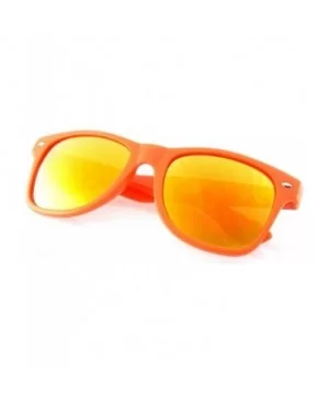 Neon Mirrored Sunglasses Reflective Color Mirror Lens Horned Rim Sunglasses - Orange - C111N8I0LPR $7.40 Wayfarer