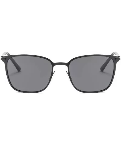 Polarized Sunglasses Square Metal Frame Unisex For Hunting And Fishing K0609 - Black - CT18K7QCE4S $11.28 Square