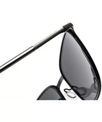 Polarized Sunglasses Square Metal Frame Unisex For Hunting And Fishing K0609 - Black - CT18K7QCE4S $11.28 Square